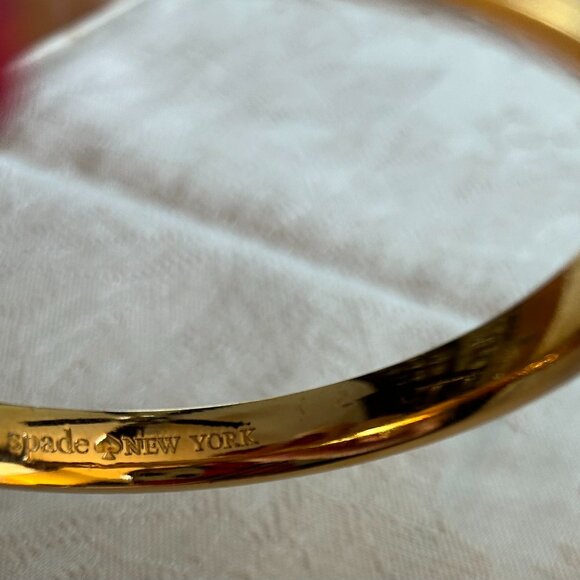 Kate Spade Gold/Enameled Bangle Bracelets (2) white/gold and Black/Gold - Picture 3 of 3